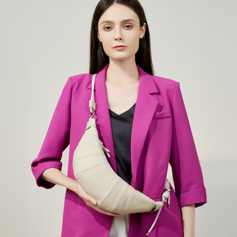 First Layer Cowhide Leather Croissant Shoulder Bag – Urban Simplicity Style
