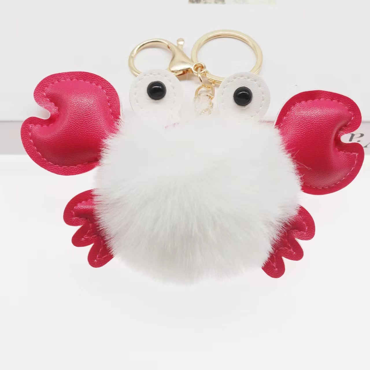 Artificial leather crab keychain accessory