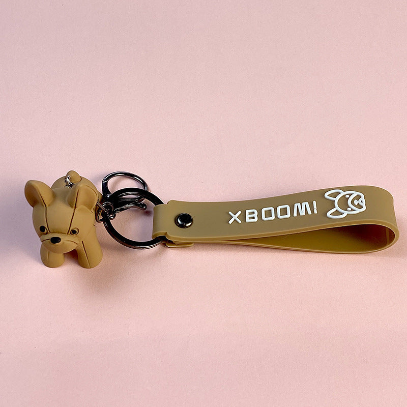 Cartoon bulldog bag charm for school and travel