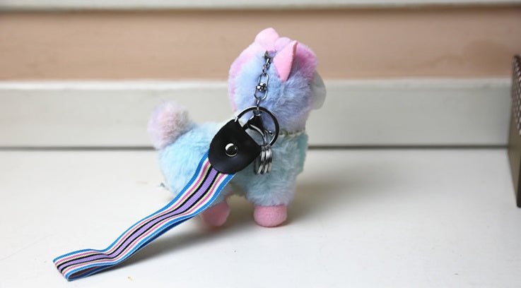 Colorful alpaca toy keyring