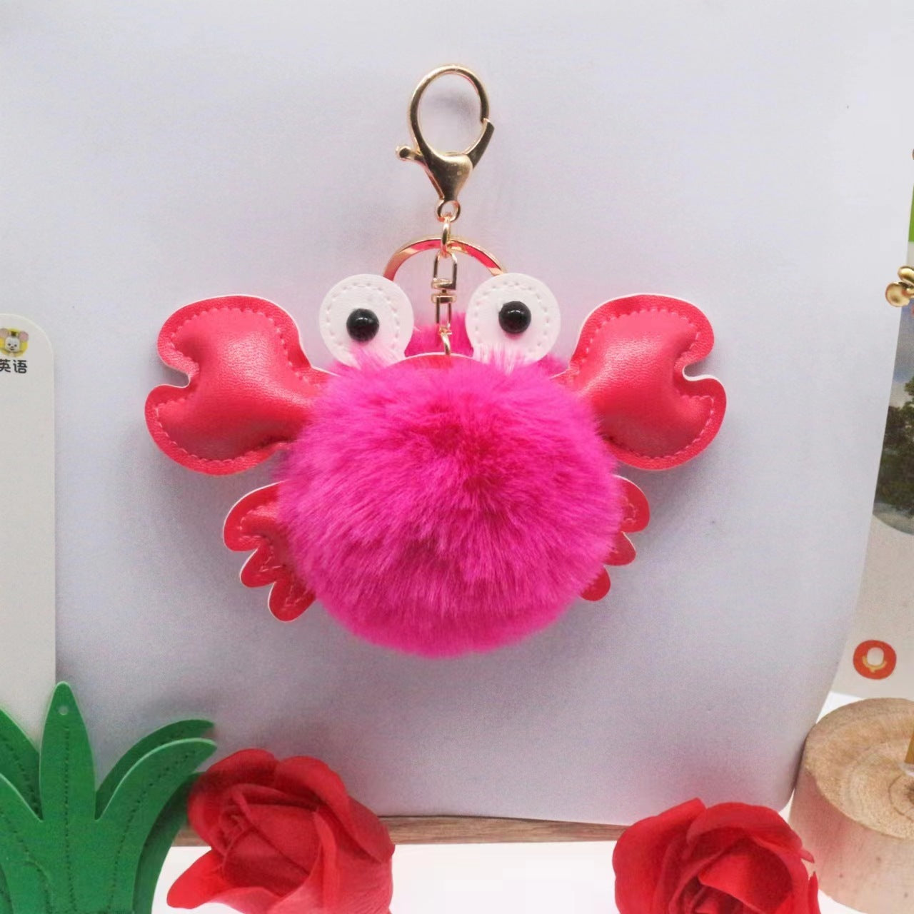 Colorful crab pendant for keys