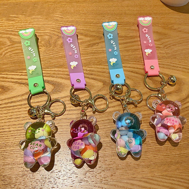 Cute car keychain with moving liquid