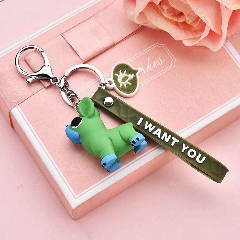 Dog-shaped keychain for luggage and keys