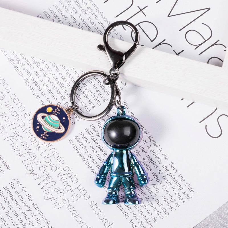 Electroplated astronaut keychain front view