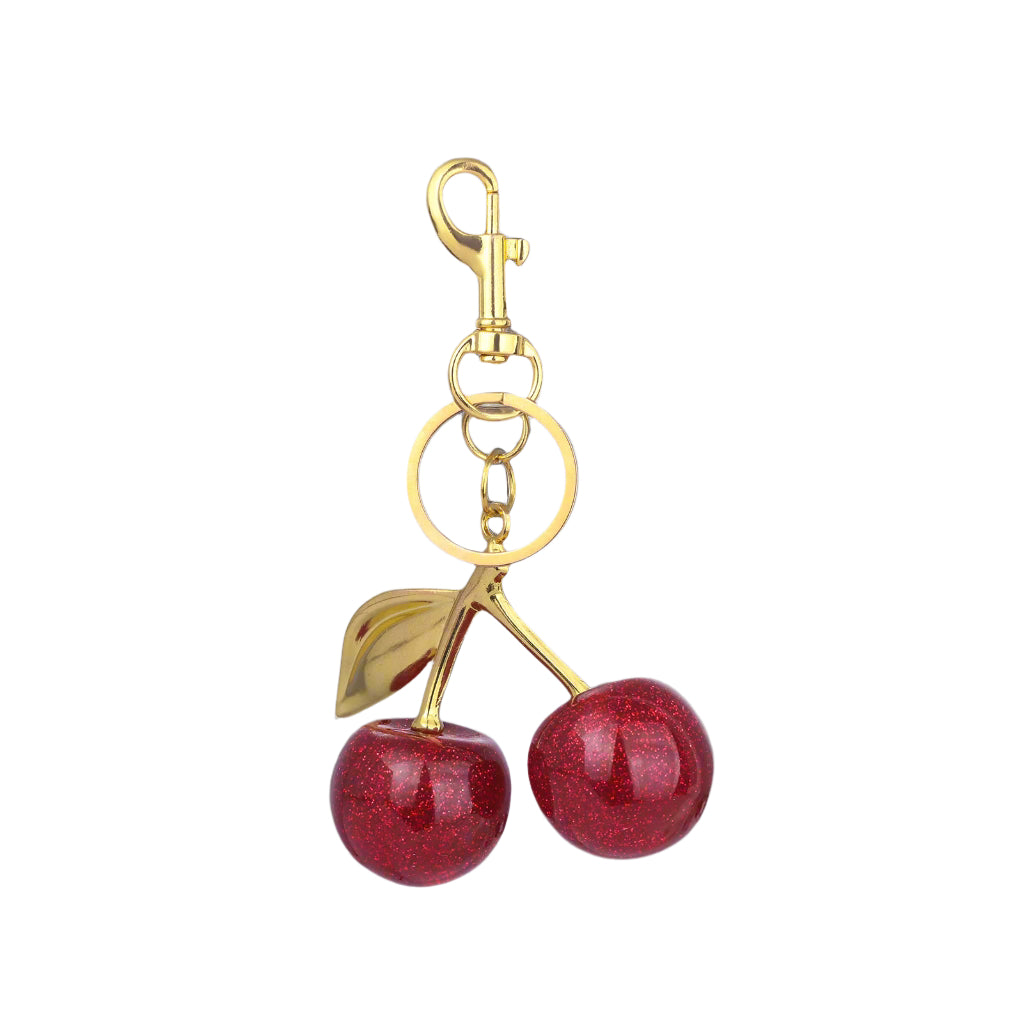 Elegant zinc alloy cherry bag accessory
