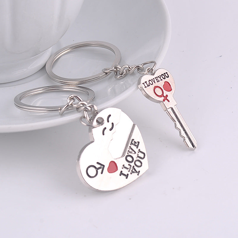 Engraved English love message keychain