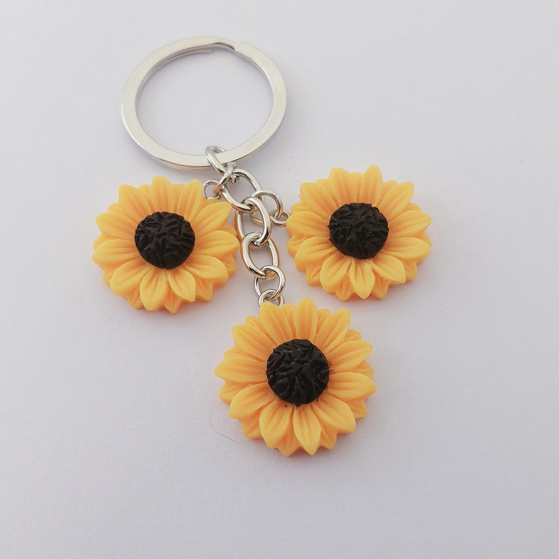 Floral luggage tag keychain in yellow