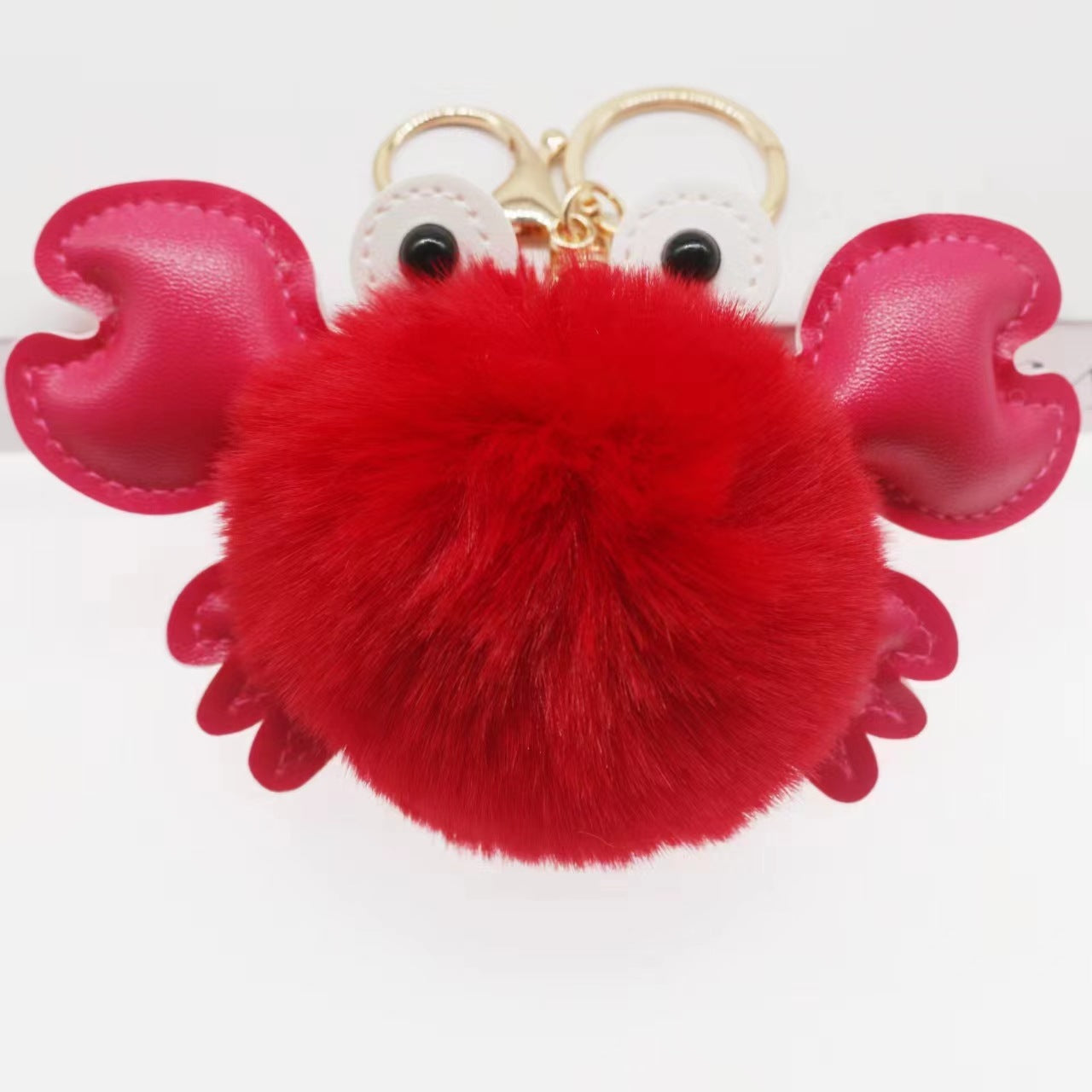 Handmade plush crab keychain