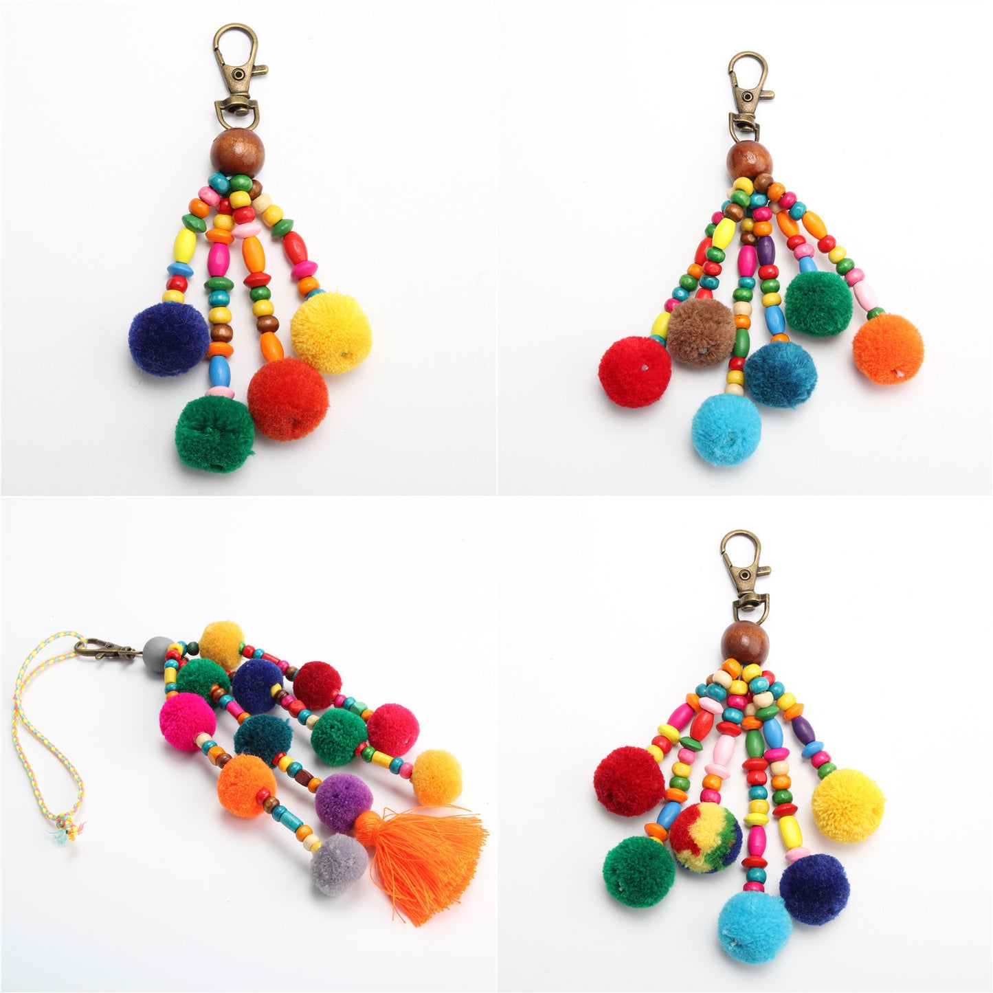 Keychain with soft cloth hair ball