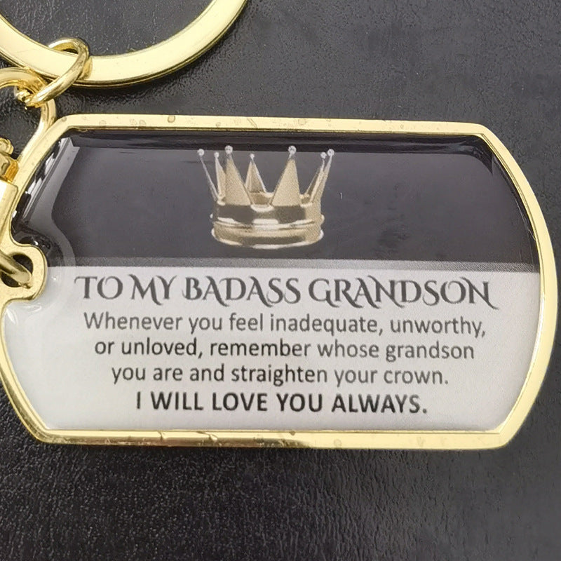LuxeBlackBag badass quote keychain