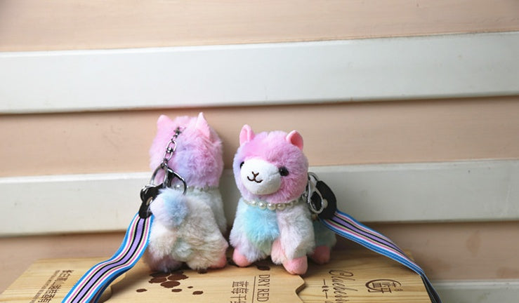 LuxeBlackBag soft alpaca pendant