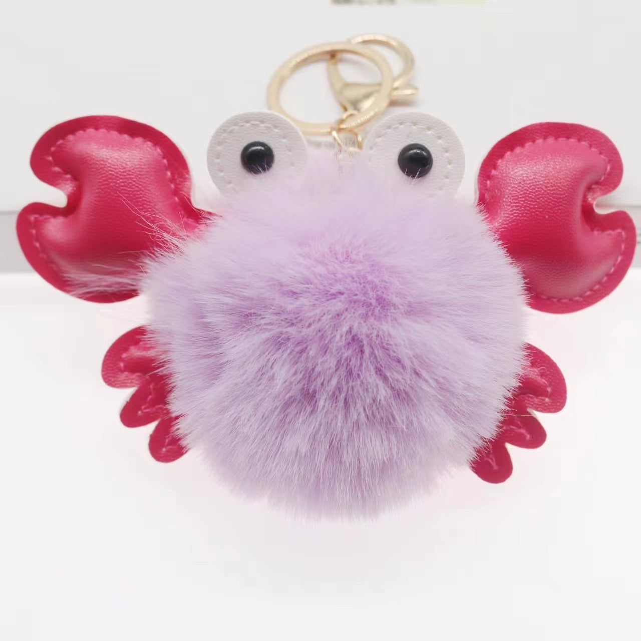 Pink and purple crab keychain pendant