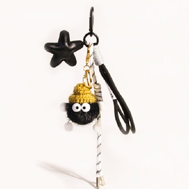 Pink briquette keychain charm