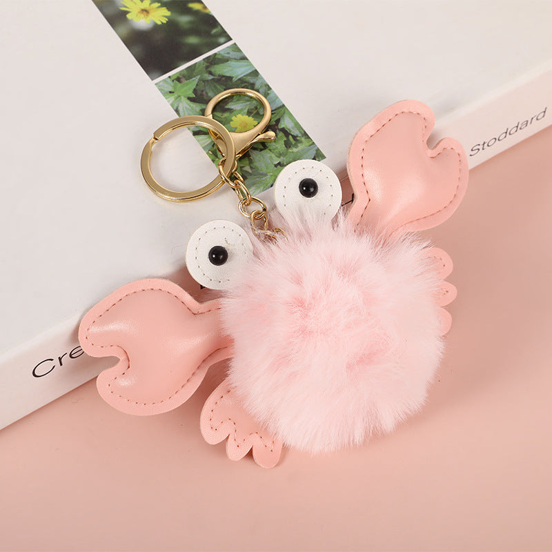 Pink butterfly keychain with fluffy