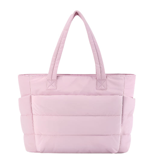 Pink tote bag on a white background