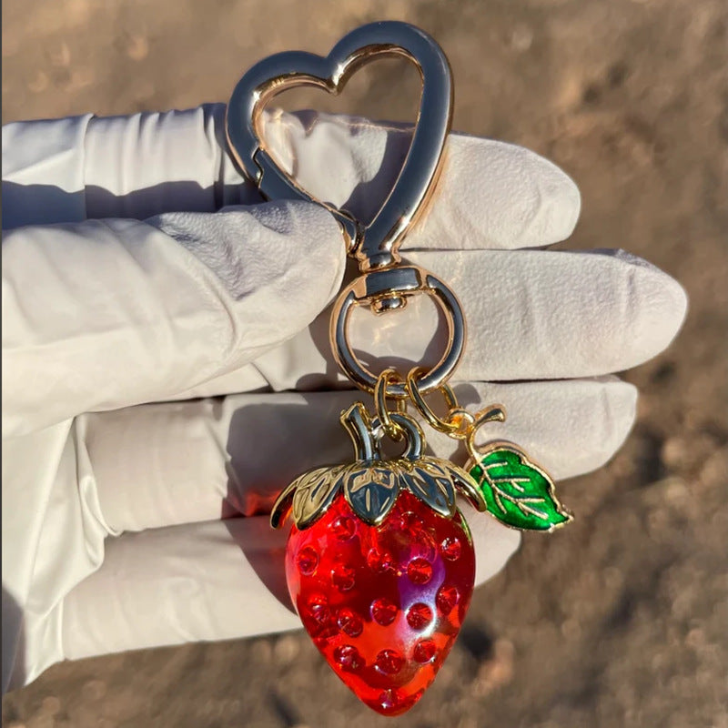 Plastic strawberry design keychain