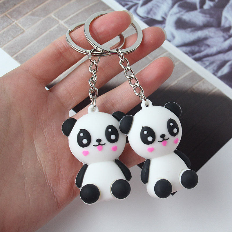 Playful panda baby keyring charm