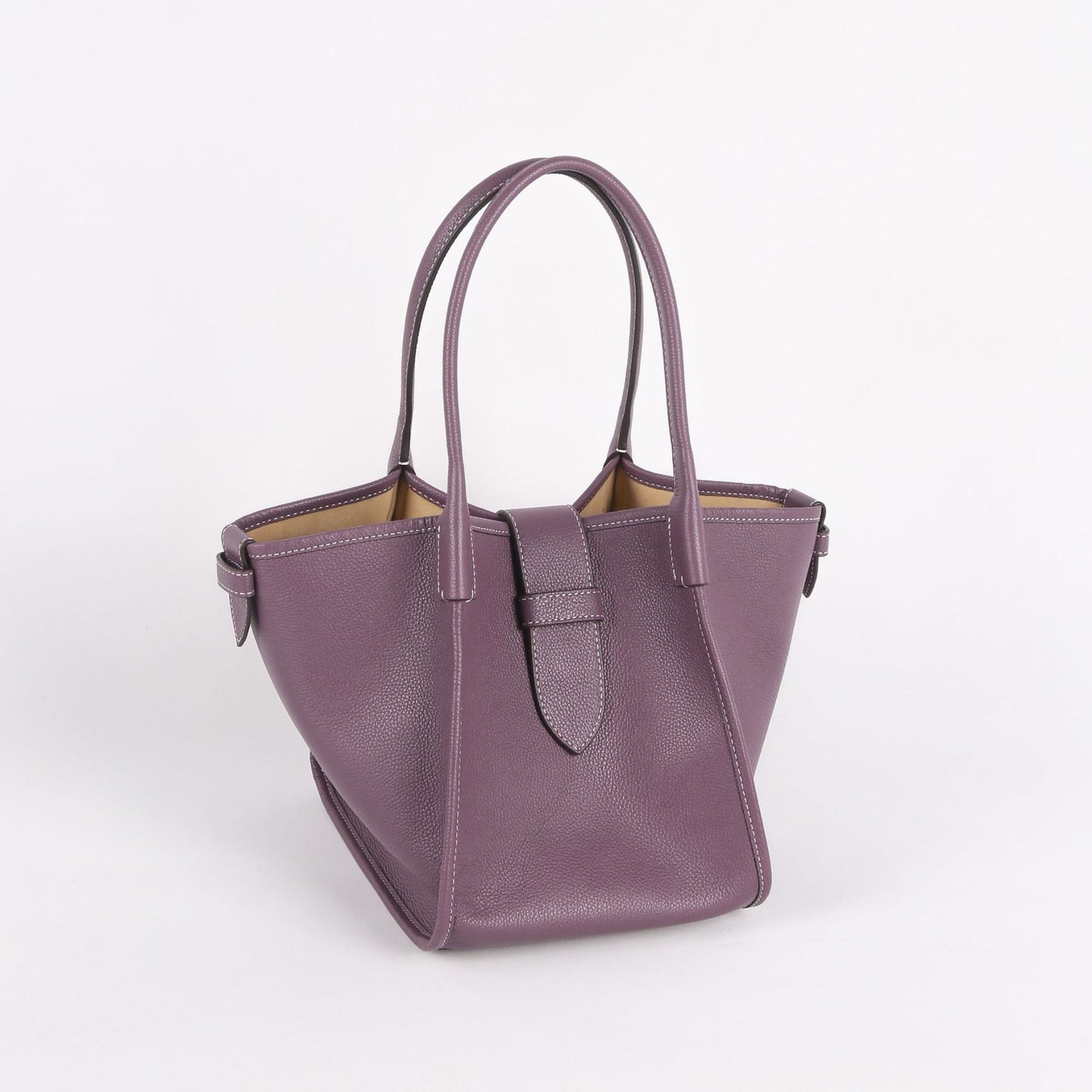 Purple handbag on a light gray background