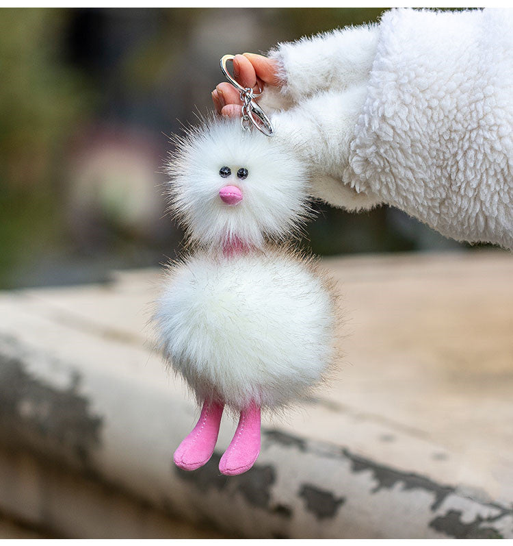 Random color soft plush ostrich keychain