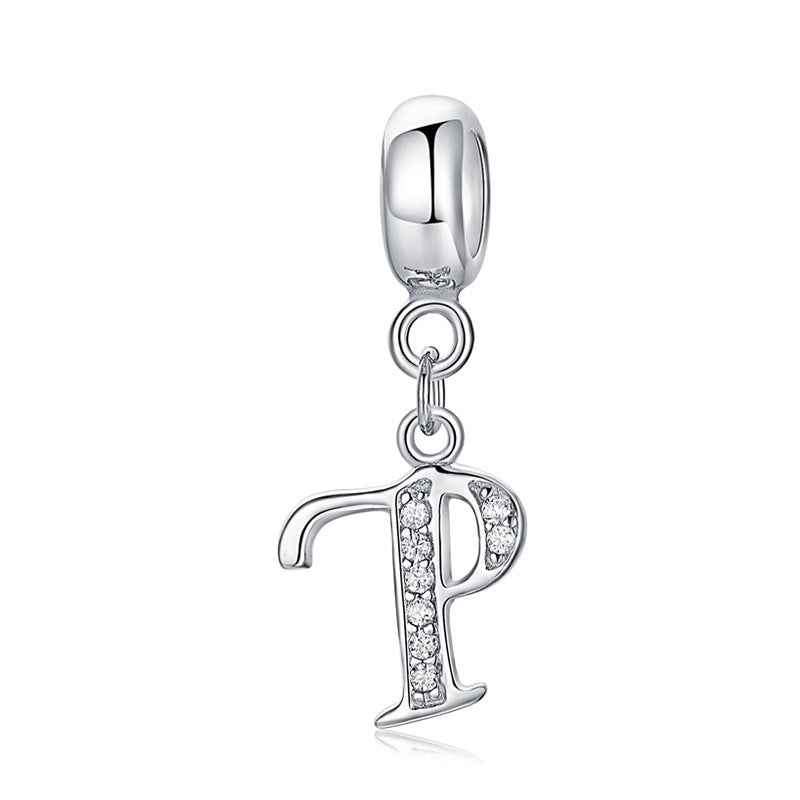 Silver charm with letter P