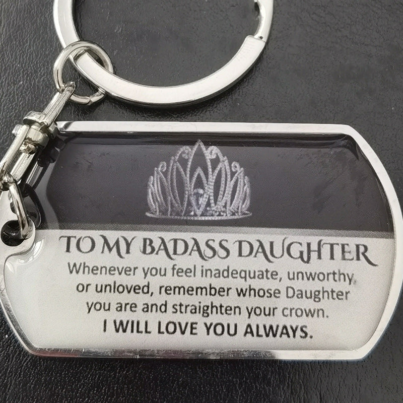 Stylish metal keychain for backpack or bag