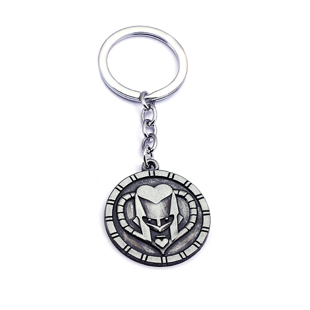 Unisex metal keyring close-up