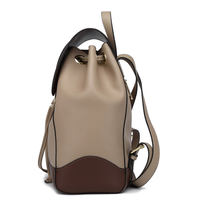 Coffee brown backpack with belted decoration