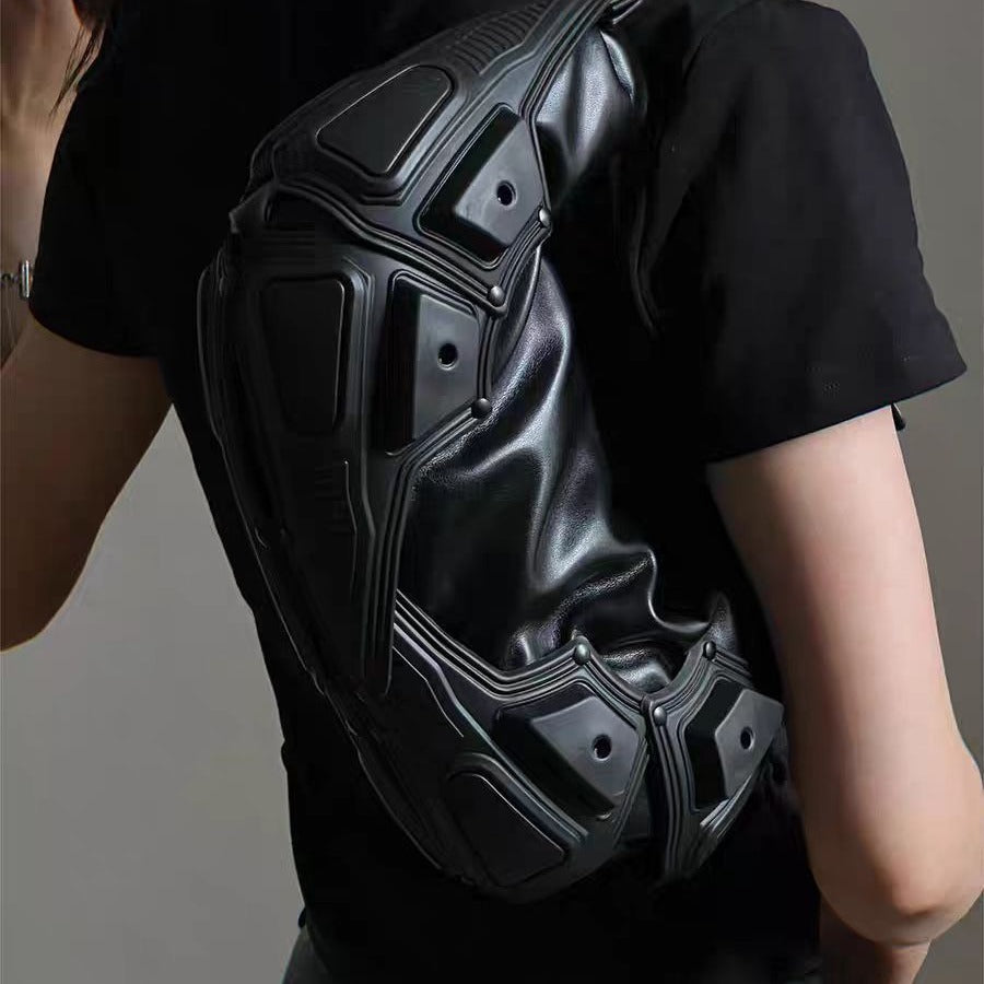 Underarm carry style crescent bag in black PU leather