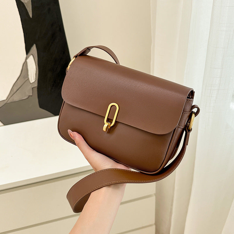 Brown genuine leather shoulder purse