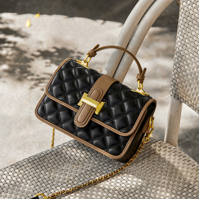 Compact business-style leather handbag for commute wear
