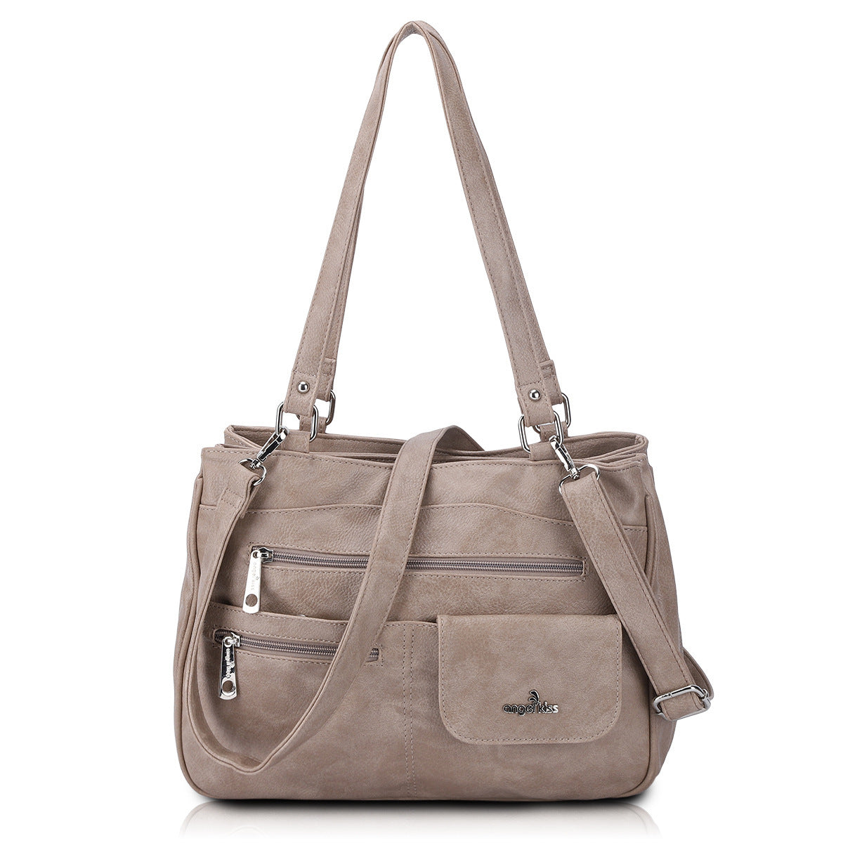 Side view of vintage PU leather tote for daily use