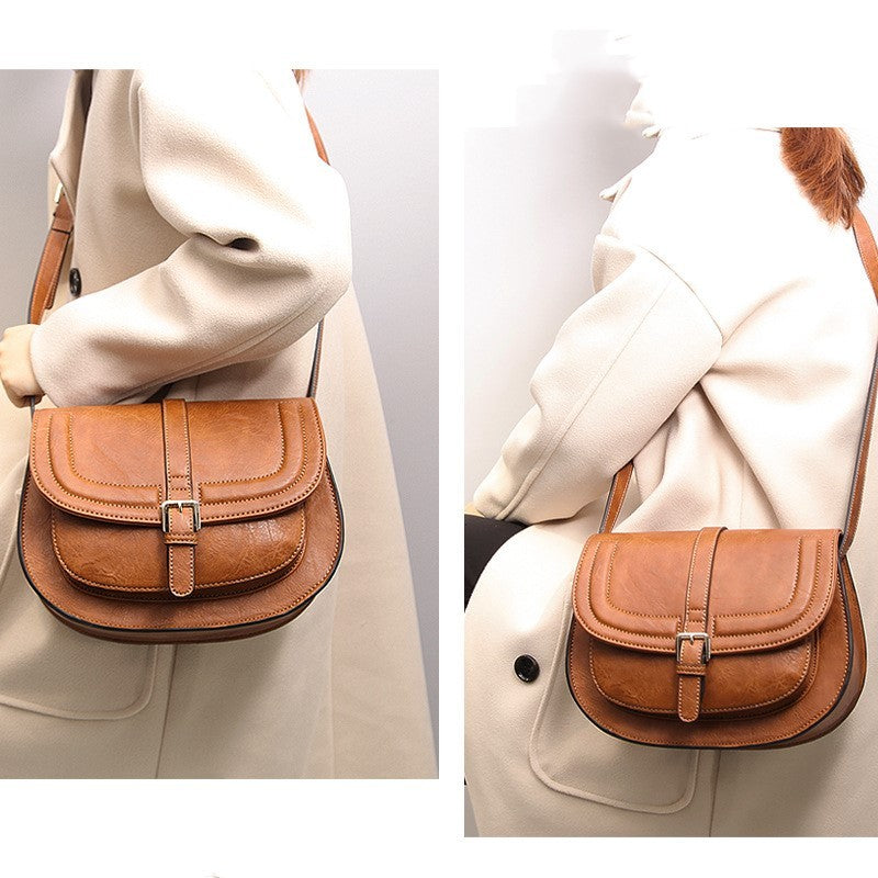 Compact shell bag with top PU handle for women