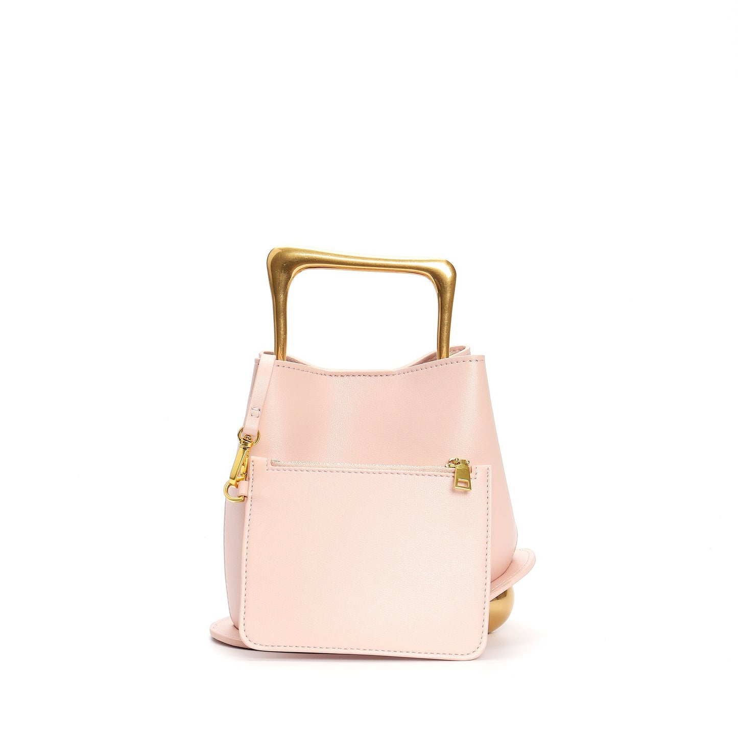 Glacier pink soft leather handbag side view