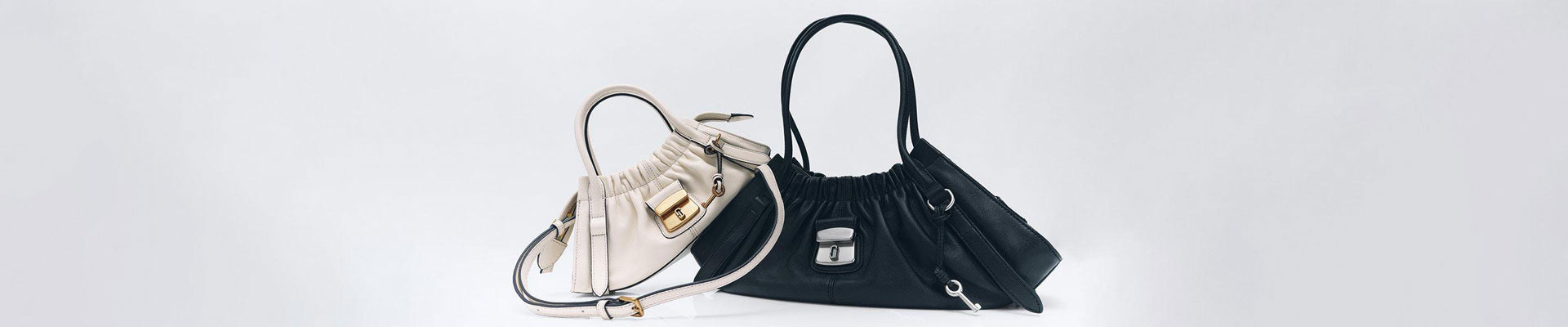 Flat lay of Luxe PU leather shoulder bag with branding