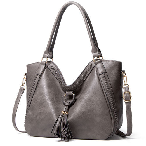 Car suture detail on PU leather crossbody tote