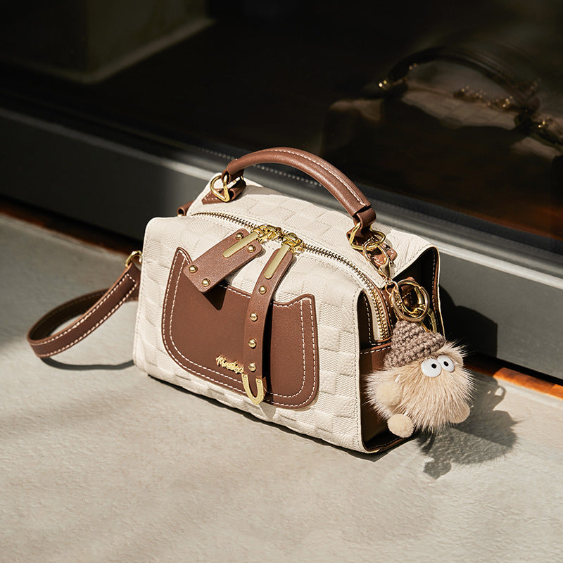 Brown fall/winter Boston bag with single strap