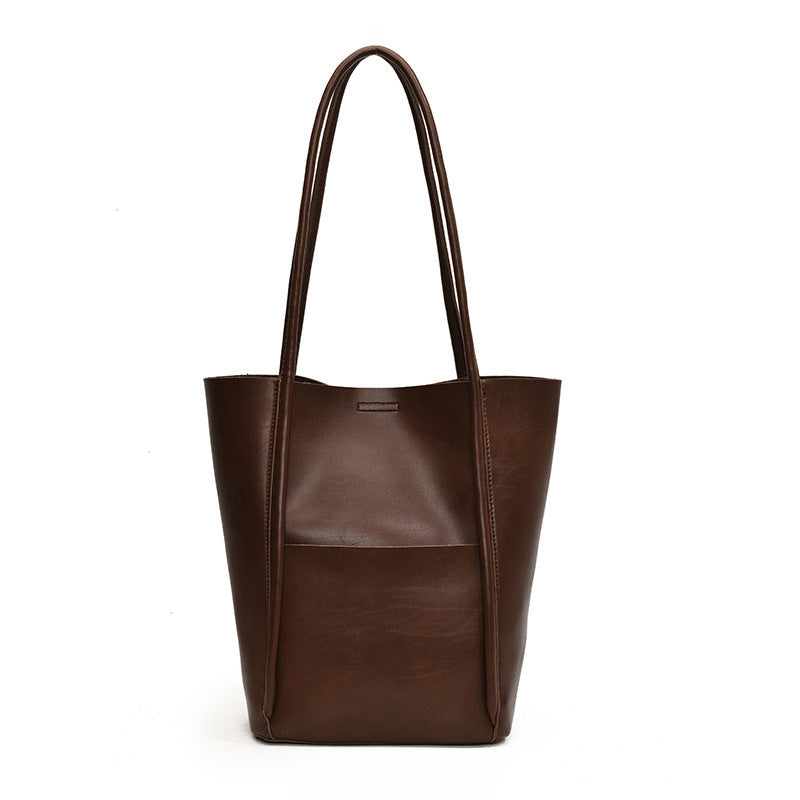 Classic PU leather tote with stitching detail