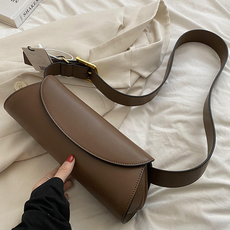 Brown cylindrical fashion crossbody bag
