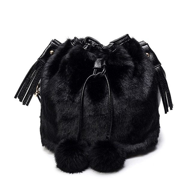 Plush fashion handbag worn on the shoulder, stylish and trendy
