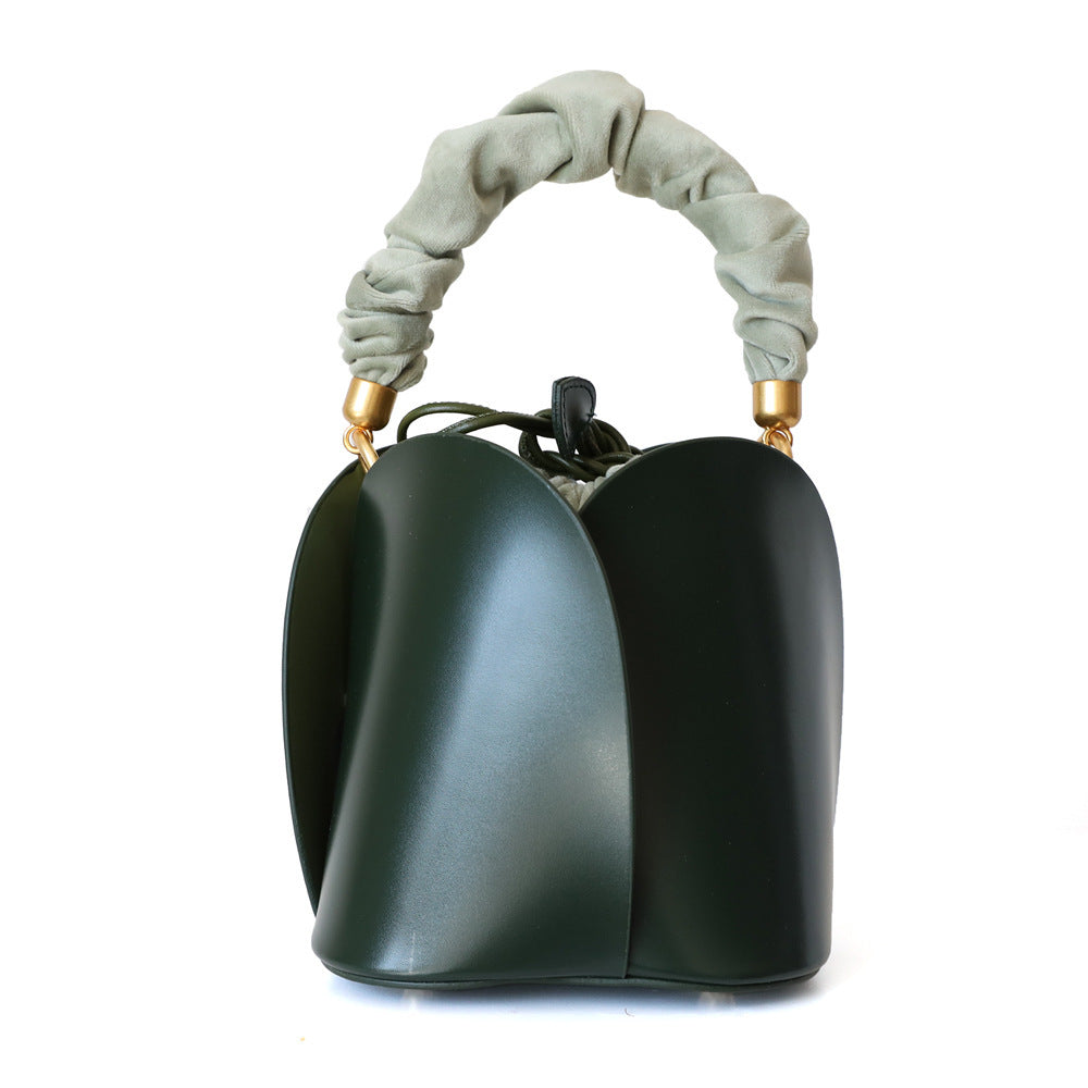 Front view of the Flower Bucket Bag with floral design, perfect for daily outings.