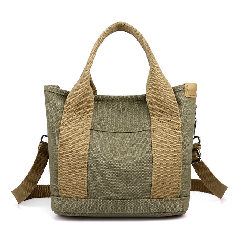 Inner compartments of canvas tote bag