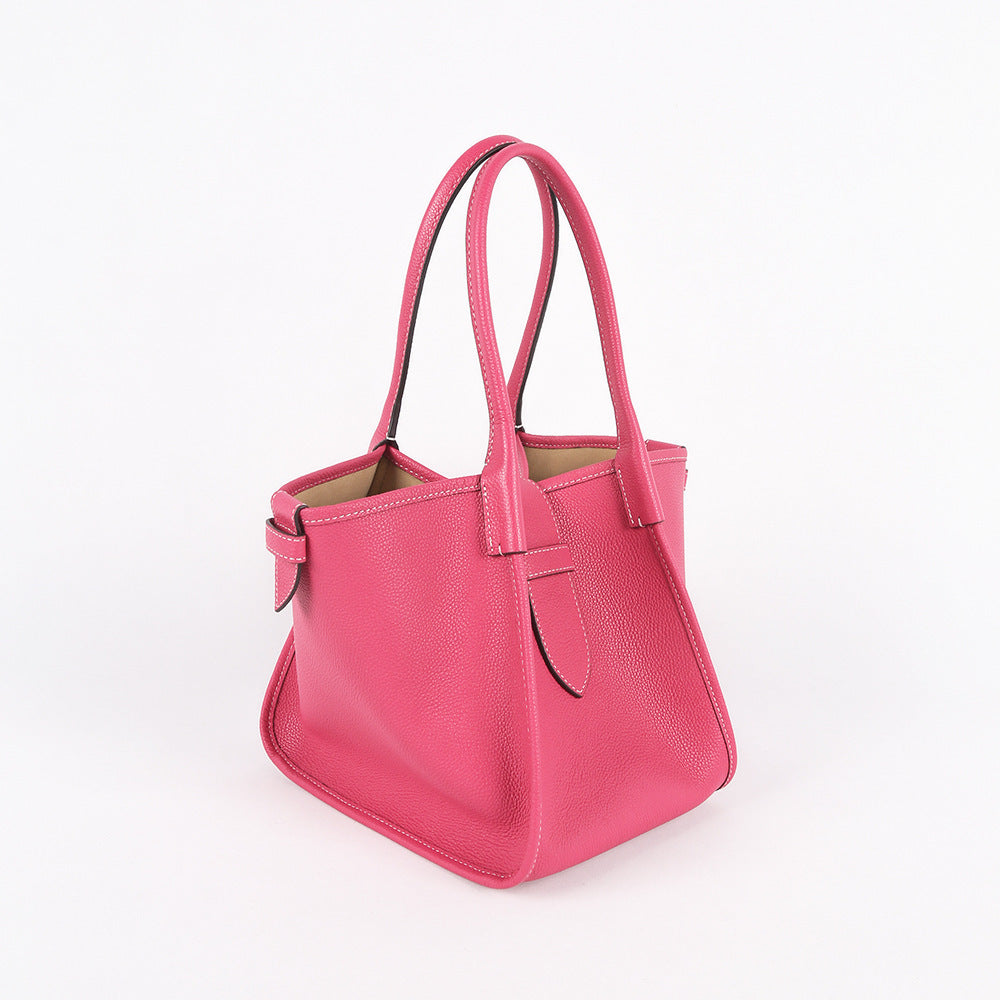 Wheat brown autumn leather tote side view