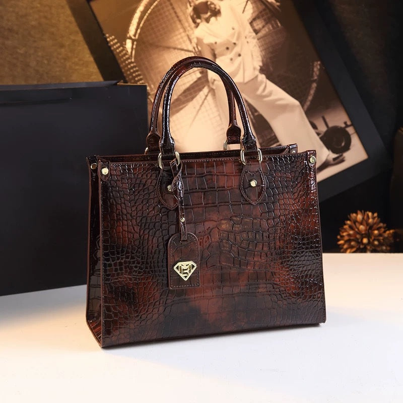 All-match black leather shoulder bag for women