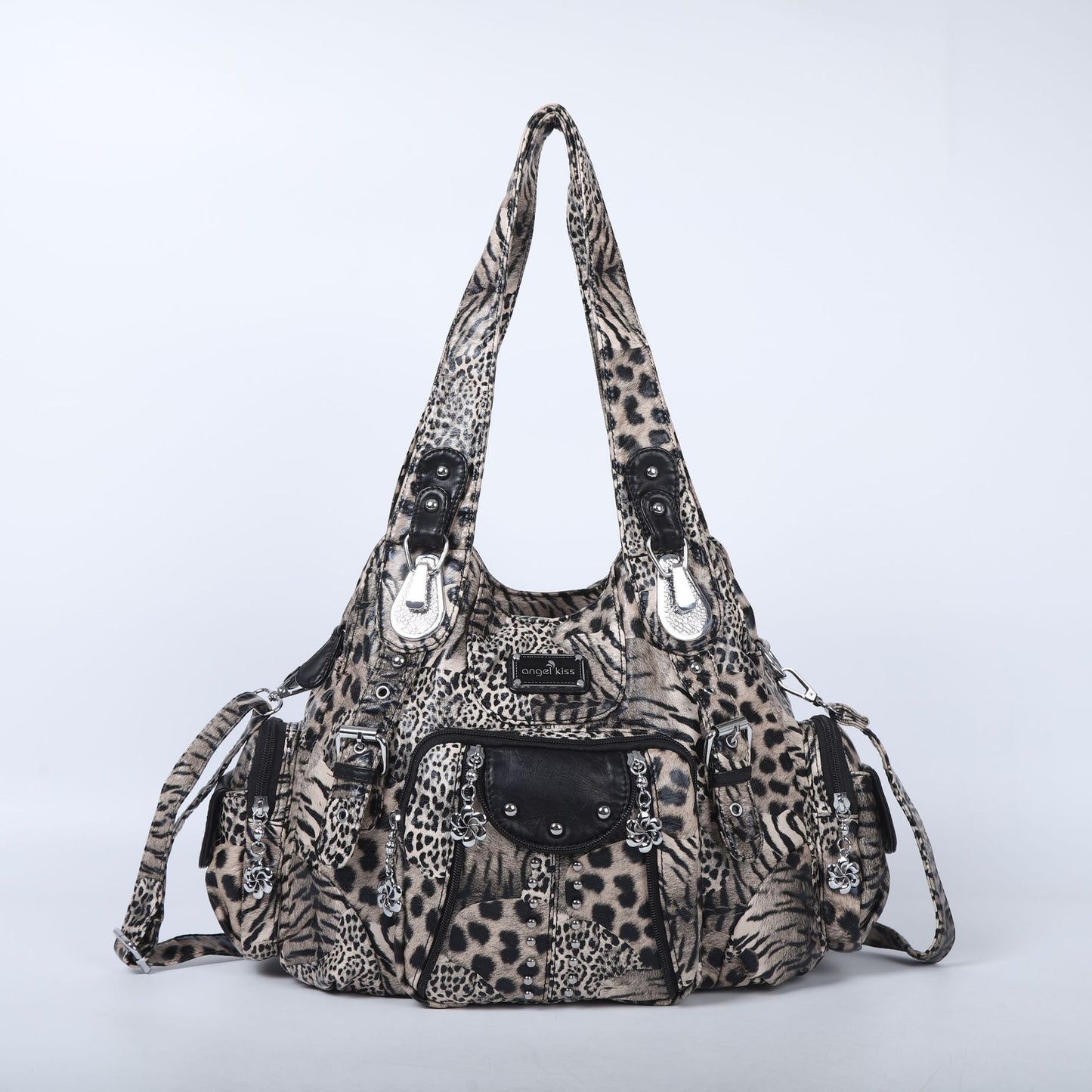 Apricot shoulder handbag in PU leather