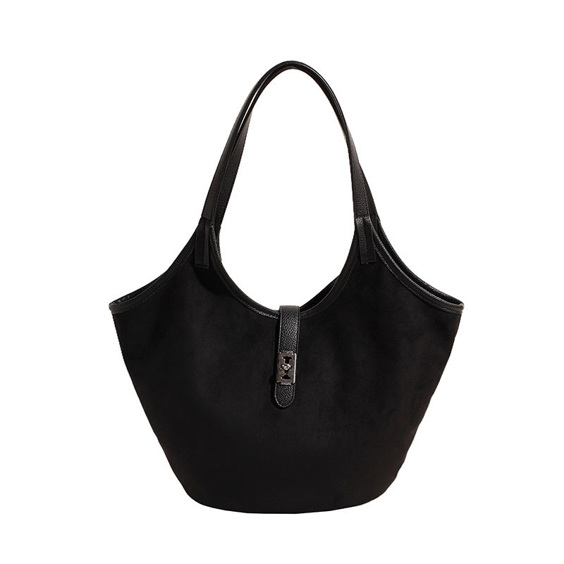 Frosted black shoulder tote bag for modern women