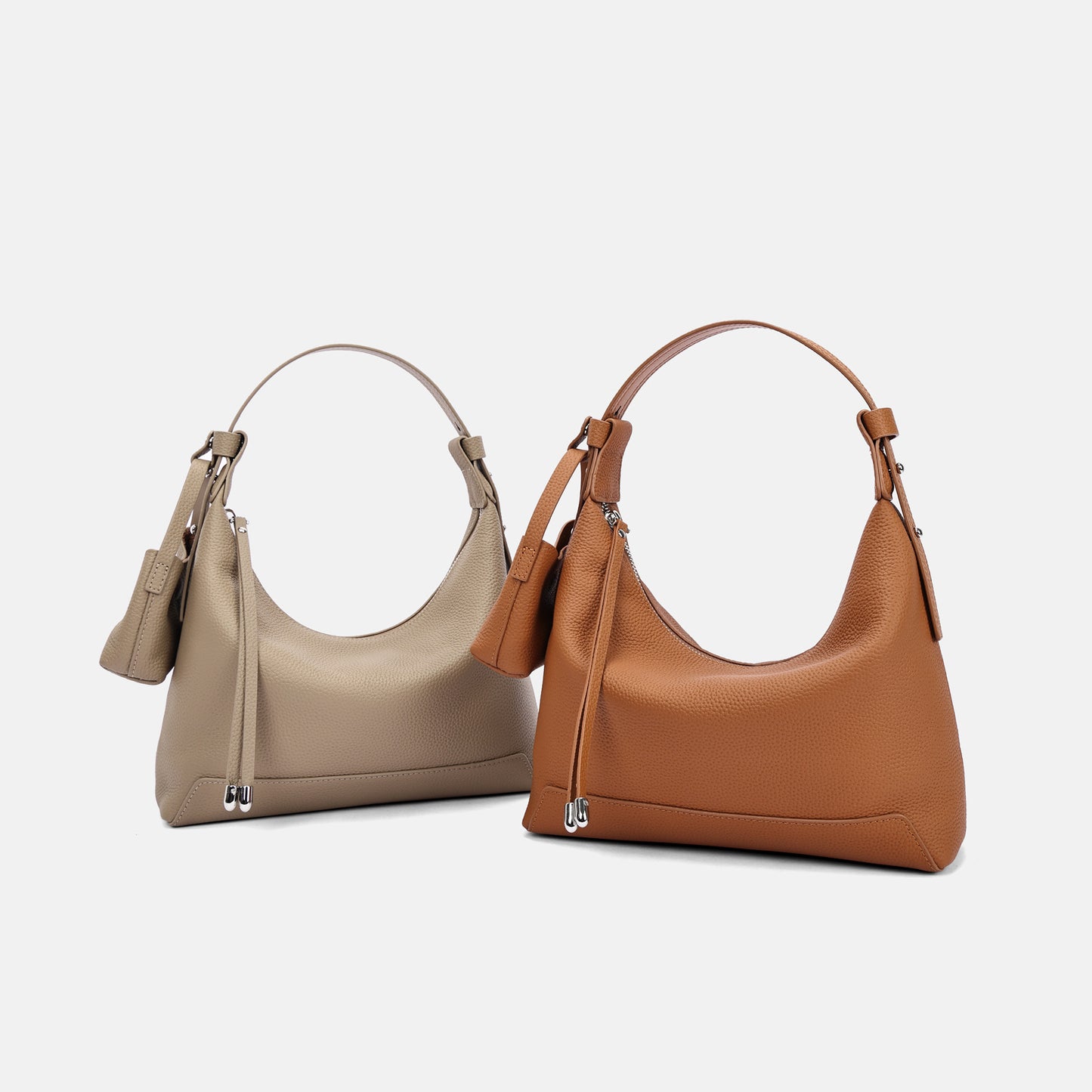 Black minimalist cowhide leather handbag for women