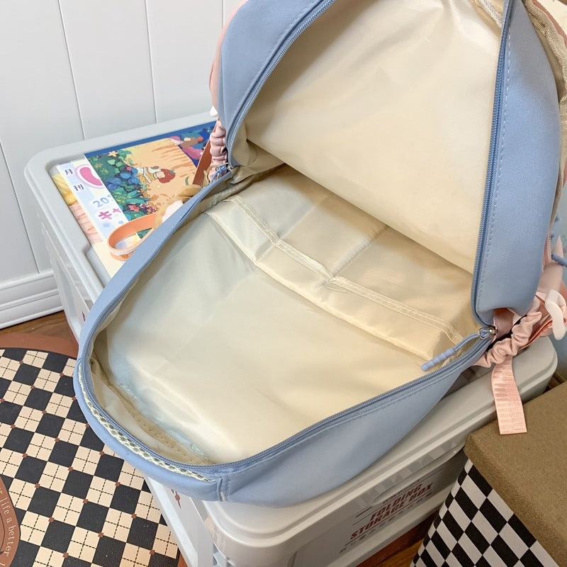 Blue waterproof school backpack for students