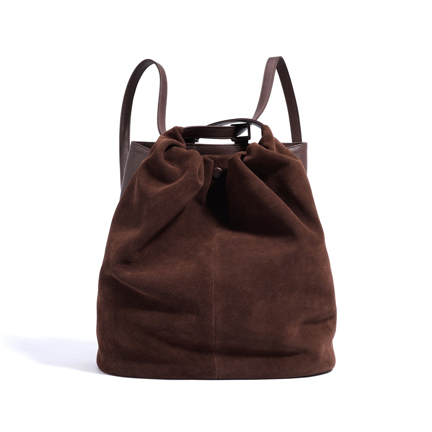 Brown urban simplicity matte cowhide leather backpack