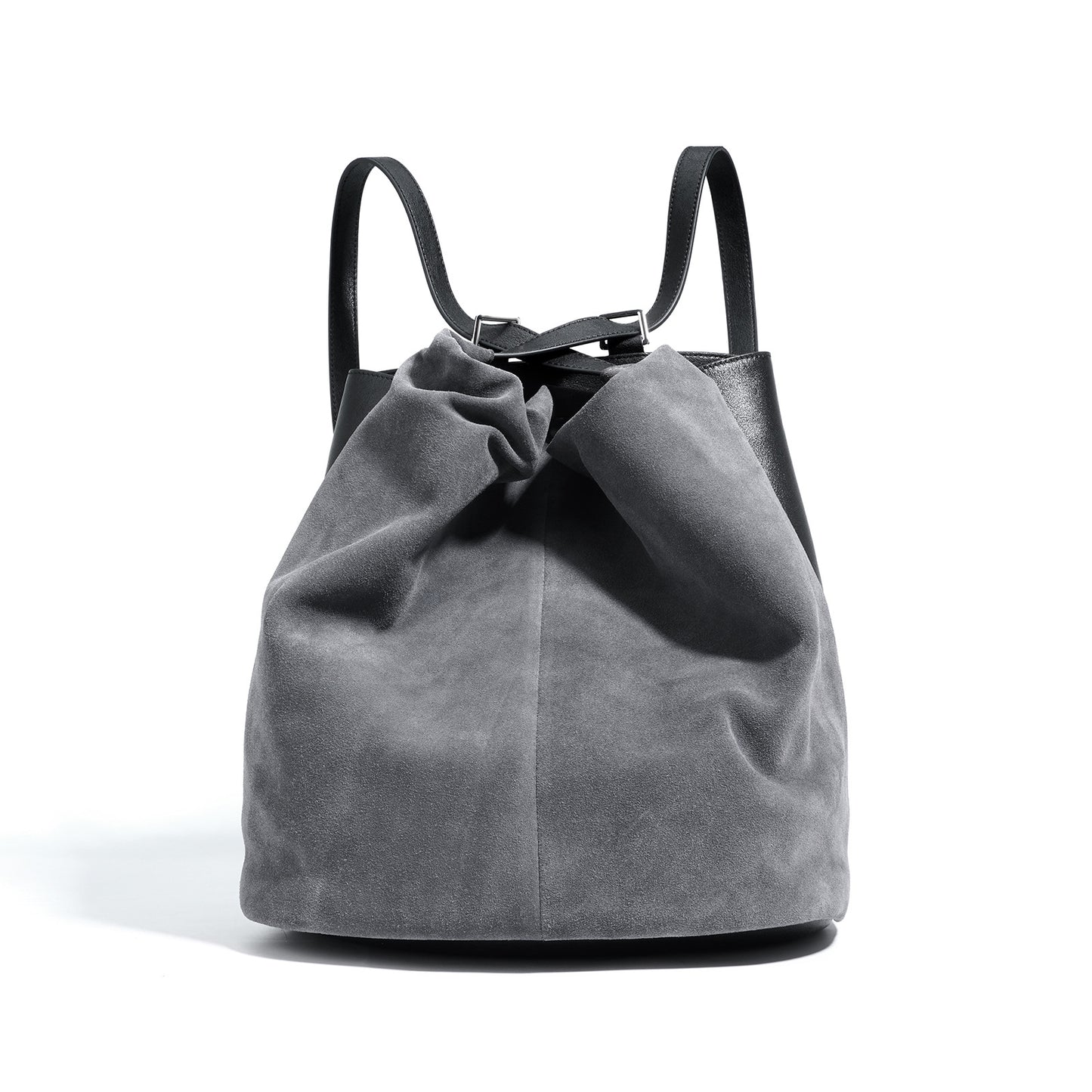 Front view of medium-soft structured leather backpack