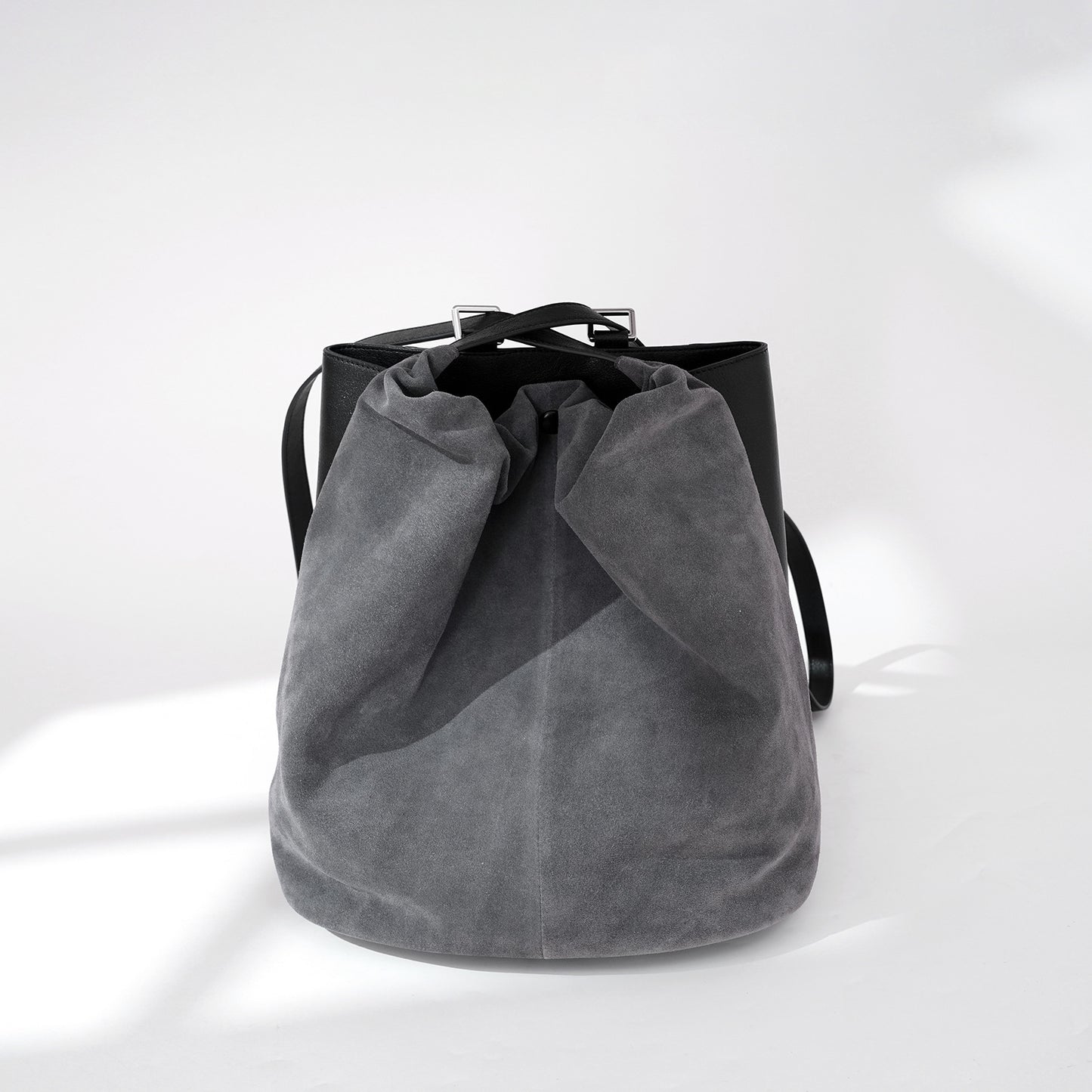 Gray suede-texture matte cowhide women’s backpack